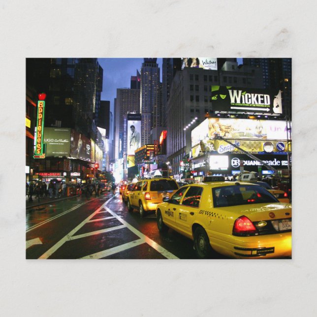 Taxis am Broadway New York Postkarte (Vorderseite)
