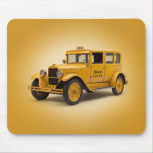 Taxis aus den 1920er Jahren auf gelbem Hintergrund Mousepad