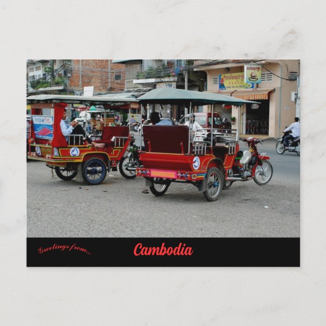 Taxis in Phnom Penh Kambodscha Postkarte (Vorderseite)