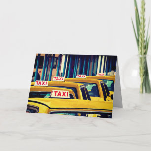 Taxis jaunes toute carte de voeux de blanc