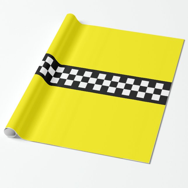 Taxis Karo Streifenmuster Geschenkpapier (Ungerollt)