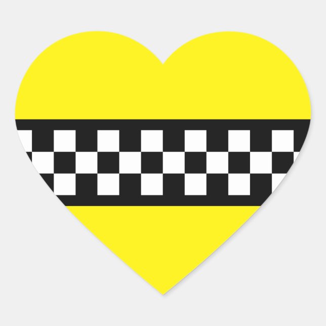 Taxis Karo Streifenmuster Herz-Aufkleber (Vorderseite)