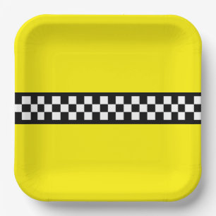 Taxis Karo Streifenmuster Pappteller