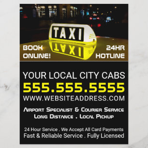 Taxischilder, Taxiunternehmen mit Preisliste Flyer