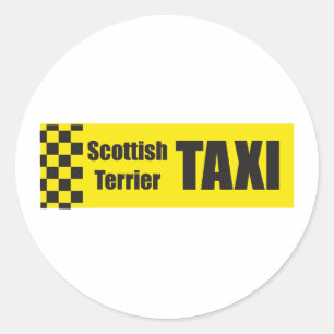 TaxiScottish Terrier Runder Aufkleber
