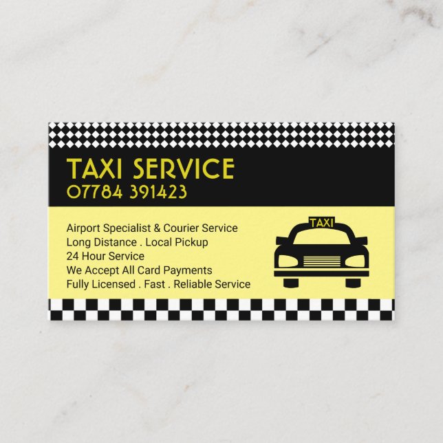 Taxistation/Fahrer, Preisliste Visitenkarte (Vorderseite)