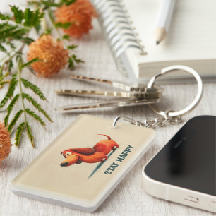 Tay Happy Dog – Süße positive Zitat-Kunst Schlüsselanhänger