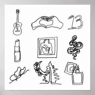 Taylor Eras Minimalistisch Line Art Album Poster