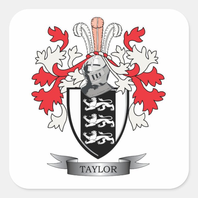 Taylor Familienwappen Coat of Arms Quadratischer Aufkleber (Vorderseite)