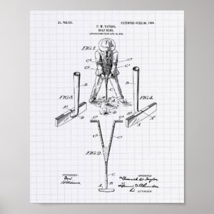 Taylor Golf Club 1905 Patent Kunst - Lined Peper Poster