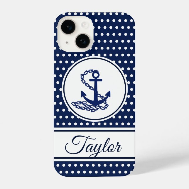 Taylor, Name Template Anchor Symbol Maritime Style iPhone 14 Hülle (Rückseite)