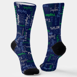 Taylor personalisierter Name grüne graue Socken