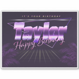Taylor Prénom lila retro Sticker