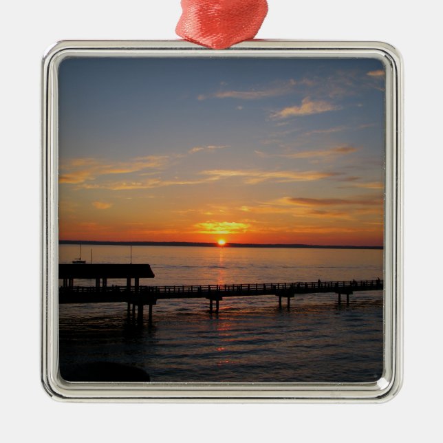 Taylor-Straßen-Dock-Sonnenuntergang Silbernes Ornament (Vorne)