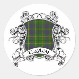 Taylor Tartan Shield Runder Aufkleber
