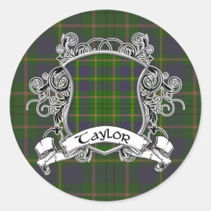 Taylor Tartan Shield Runder Aufkleber