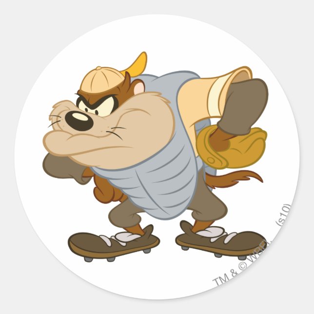 TAZ™ am Fangerhund Runder Aufkleber (Vorderseite)