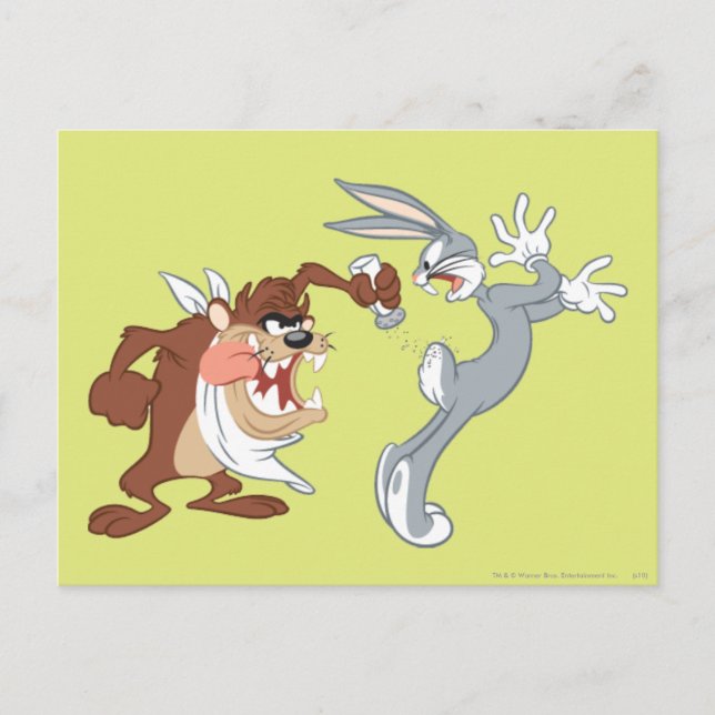 TAZ™ und BUGS BUNNY™ Postkarte (Vorderseite)