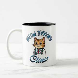 Taza bicolor. Cat Doctor Veterinarian Mug. Zweifarbige Tasse