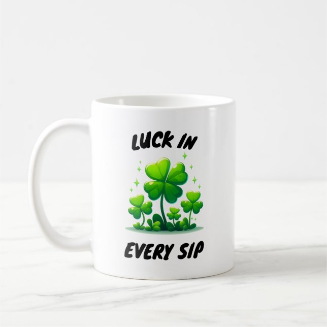 Taza blanca clásica de café diseño trébol kaffeetasse (Links)