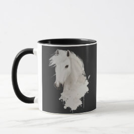 TAZA CABALLO BLANCO CON FONDO NEGRO TASSE