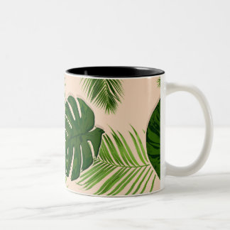 Taza con decoración tropical. zweifarbige tasse