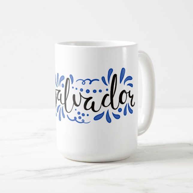 Taza con Diseño de El Salvador Kaffeetasse (VorderseiteRechts)