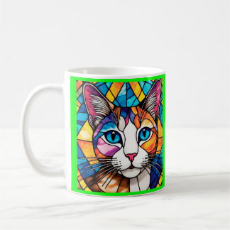 Taza de café blanca diseño de gato kaffeetasse