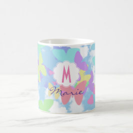 Taza de café de mariposas Monogram Name & Initial Kaffeetasse