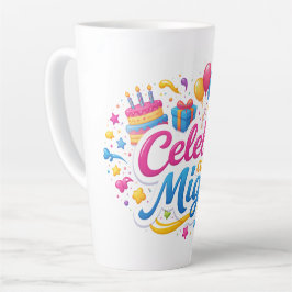 Taza de Café Latte con Diseño “Celebra Conmigo” |  Milchtasse