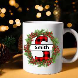 "Taza de navidad personalizada con letra S. Kaffeetasse