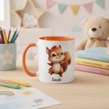 Taza personalizada con ardillita kawaii