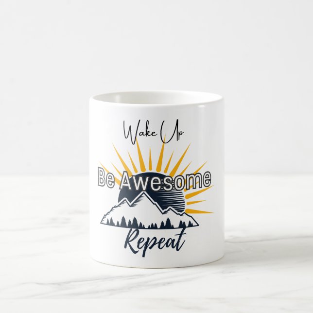 Taza 'Wake Up. Be Awesome. Repeat.' Kaffeetasse (Mittel)