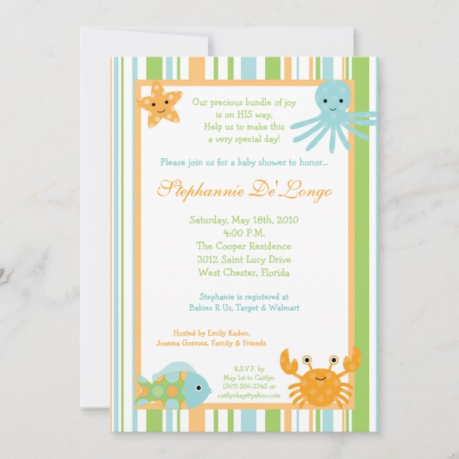 {TBA} 12x18 Ocean Sea Life Baby Shower Einladung (Vorderseite)