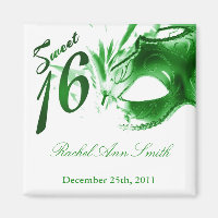 {TBA} 2"x2" Sweet 16 Green Gastgeschenk Magnet