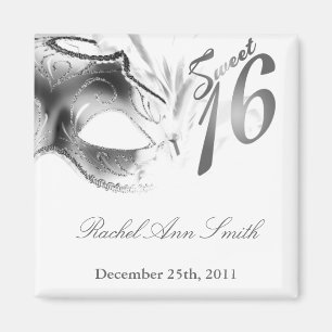 {TBA} 2"x2" Sweet 16 Silver Party Favor Magnet
