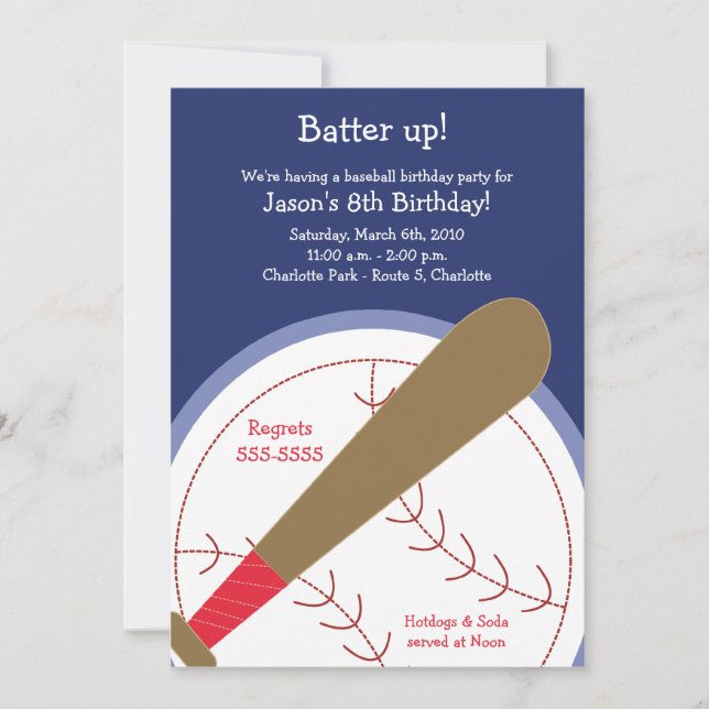 {TBA} BASEBALL Batter Up Birthday Einladung (Vorderseite)