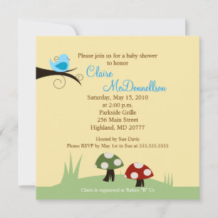 {TBA} Birdie Woodland 5x5 Baby Shower Einladung