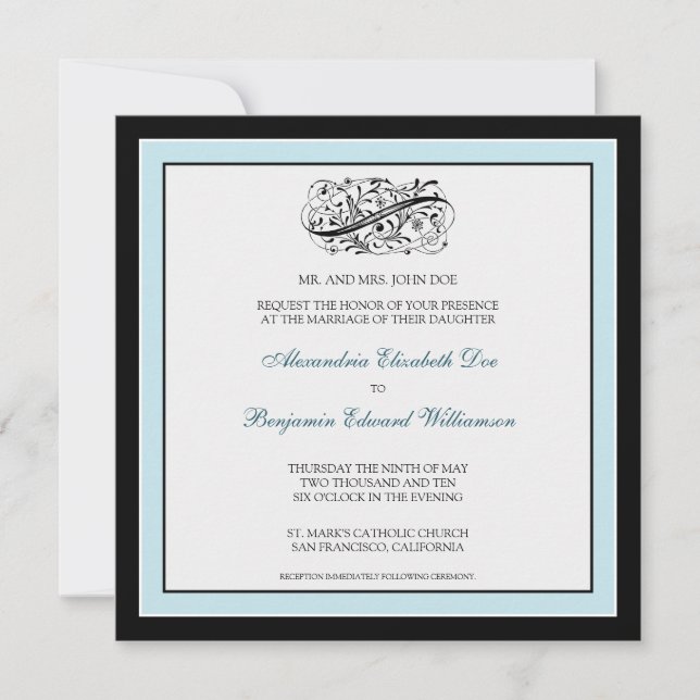 {TBA} Einfach elegante Hochzeit laden ein Einladung (Vorderseite)