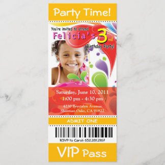 ::TBA: Fun Kids VIP Ticket Foto Party (gelb) Einladung