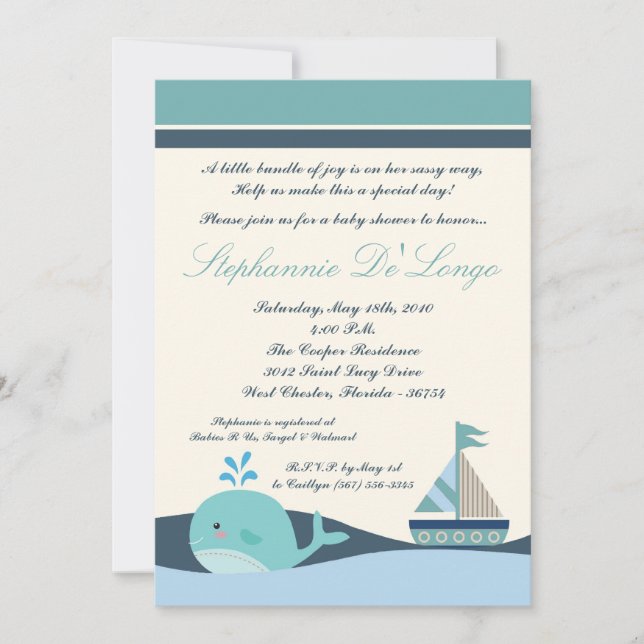 {Tba} invitation nautique de baby shower du bateau (Devant)