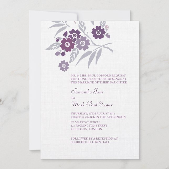 Tba : Invitations de mariage de fleurs de cerisier (Devant)