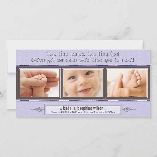 {TBA} Kleine Hände, winzige Füße Geburtsankündigun Ankündigung (Vorderseite)