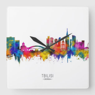 Tbilisi Georgia Skyline Quadratische Wanduhr