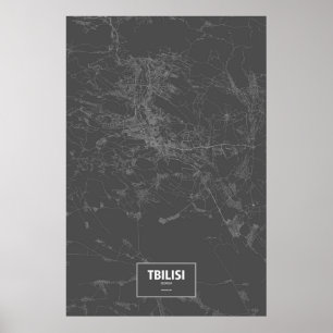 Tbilisi, Georgien (weiß auf schwarz) Poster