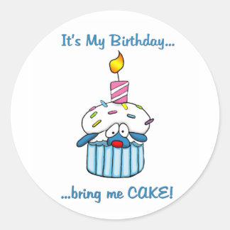 Tbone Birthday cupcake Runder Aufkleber