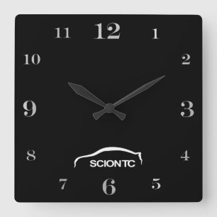 TC White brushstroke logo Quadratische Wanduhr