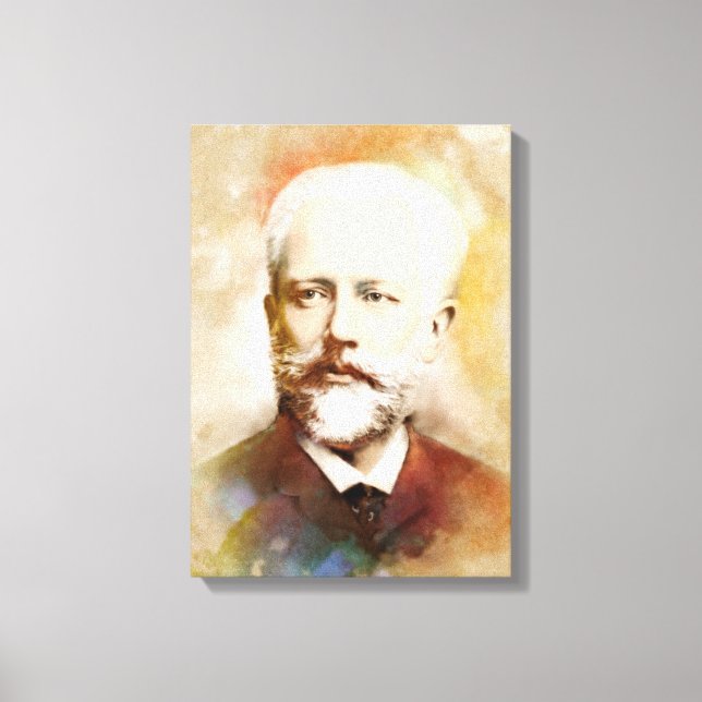 Tchaikovsky auf Leinwand - Wasserfarbstil (Vorderseite)