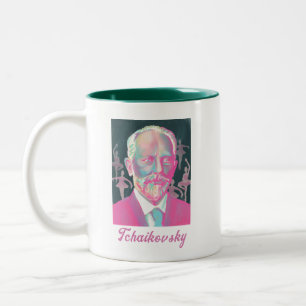 Tchaikovsky Farbportrait Zitat Zweifarbige Tasse
