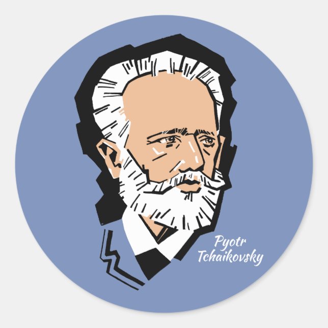 Tchaikovsky Runder Aufkleber (Vorderseite)